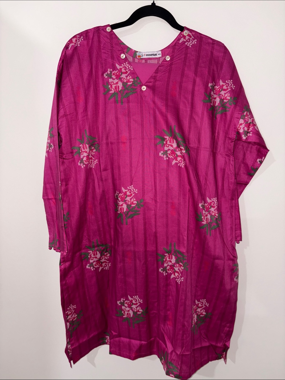J. Essentials Fuchsia V-Neck Floral 2 piece shalwar suit Size M 12